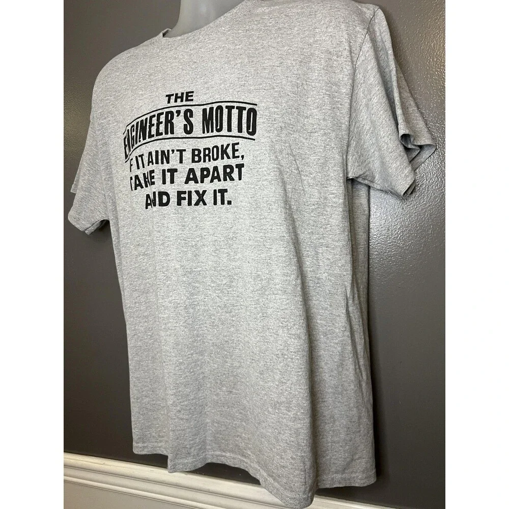 Gildan Engineer's Motto Shirt Mens Large Gray Funny Engineering Graphic Tee - Picture 3 of 6